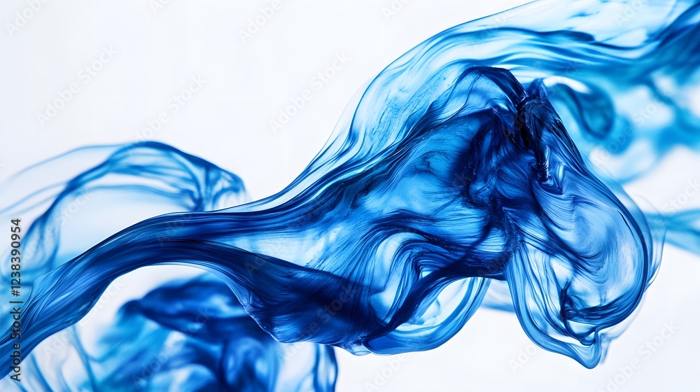Vibrant and flowing color waves in blue against a white background, creates a visual effect, generative AI Vibrant and flowing color waves in blue against a white background, creates a visual effect, generative AI