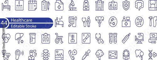 Healthcare Line Editable Icons set. Vector illustration in modern thin line style of medical icons. health, pediatrics, doctor, treatment, and more.
