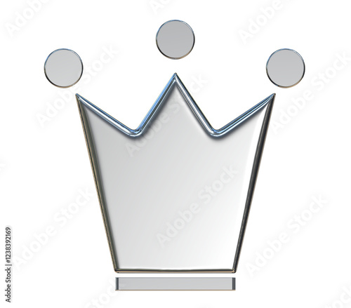 Silver crown icon isolated on png transparent background.