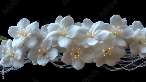 Wallpaper Mural White Flowers Glowing Dark Background Arrangement Torontodigital.ca