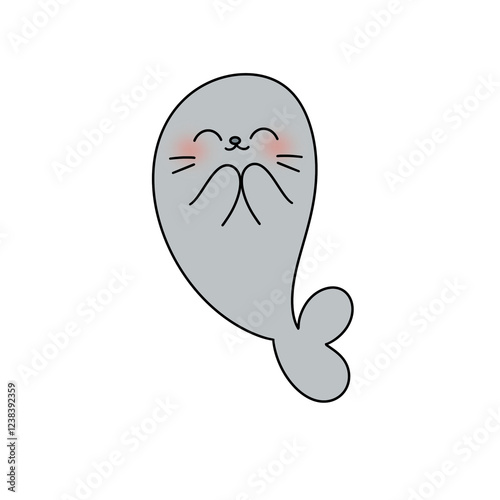 A cute cartoon seal with a big smile on its face