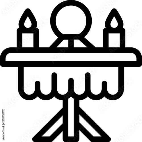 Vector Icon Table, Candle, Crystal Ball, Magic, Fortune Teller