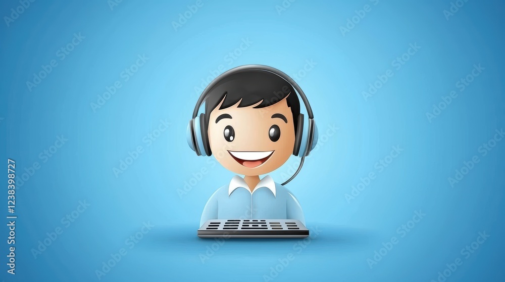 Grooving to the beat, a cartoon character's immersive music experience with headphones Grooving to the beat, a cartoon character's immersive music experience with headphones