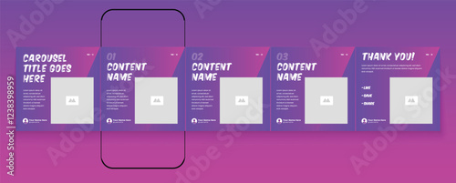 Instagram tips sharing carousel post template or LinkedIn carousel banner collection. Social media carousel template layout