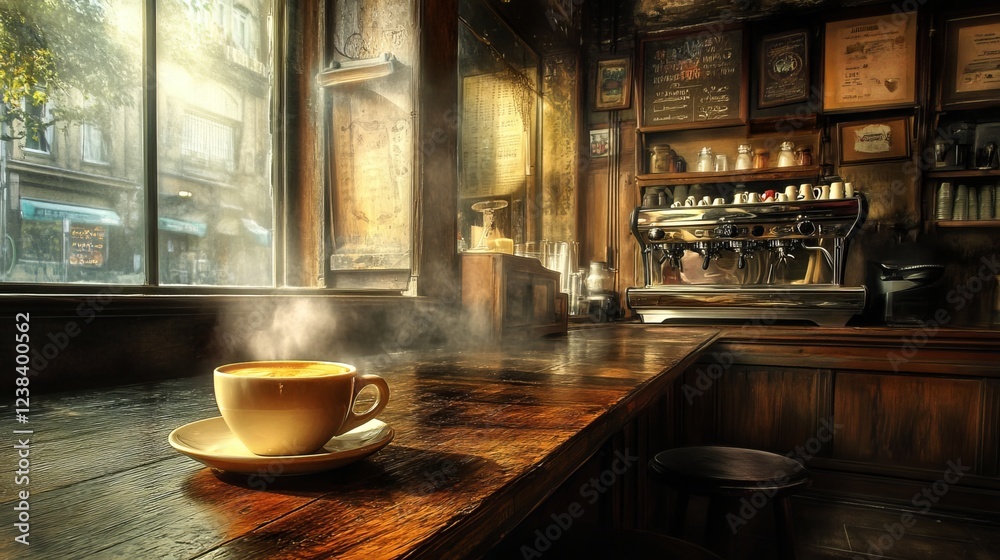 A piping hot cup of coffee sits invitingly on a rustic wooden desk, the aroma mingling with the ambiance of a bustling coffee shop. The warmth of the steam curls lazily upwards, creating a cozy A piping hot cup of coffee sits invitingly on a rustic wooden desk, the aroma mingling with the ambiance of a bustling coffee shop. The warmth of the steam curls lazily upwards, creating a cozy