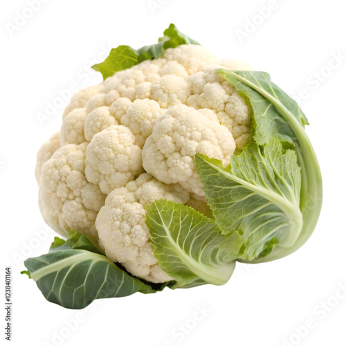 Fresh organic cauliflower vegetable closeup studio shot healthy food raw on transparent background