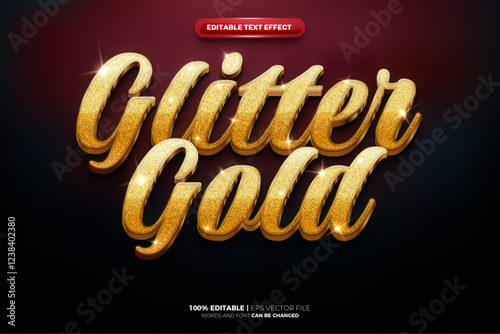 Glitter Gold 3D Editable Text Effect