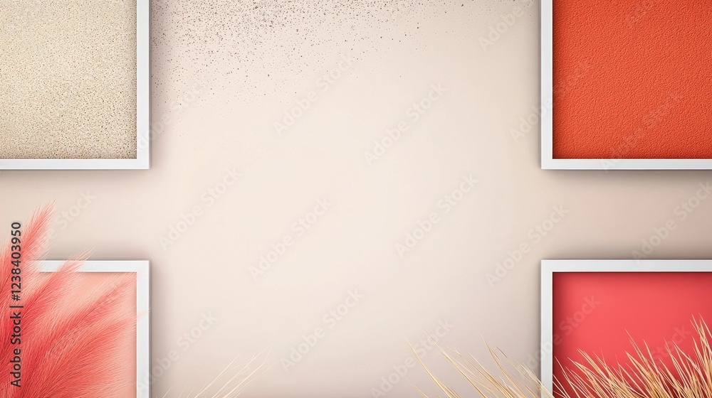 Fototapeta premium A minimalist design featuring framed colors and natural elements, creating a harmonious blend of textures and hues.