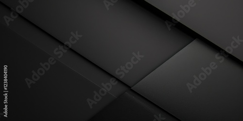 A black background with minimalist graphic elements, Structured and orderly placement, Modern abstract style