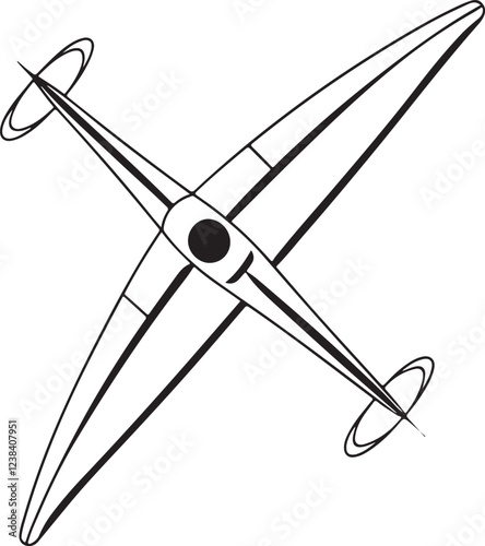 Futuristic Airplane Line Art – Geometric Aviation Illustration