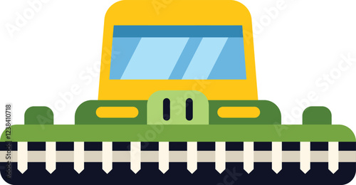 Modern combine harvester working in a field, harvesting crops, flat design icon