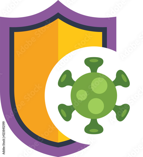 Shield is protecting from virus attack, concept for immune system, vaccination or antivirus