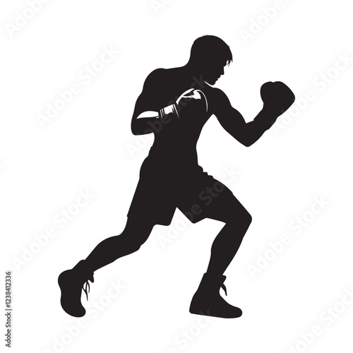 Boxing Men Isolated Silhouette Vector Illustration