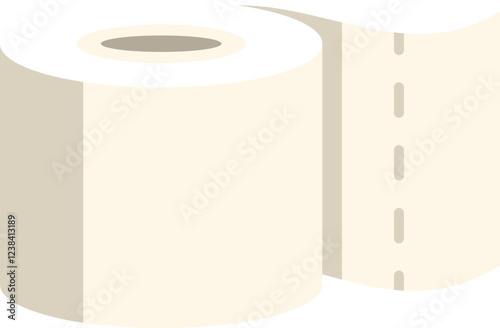 Simple illustration of a toilet paper roll unrolling, emphasizing the perforated line for easy tearing