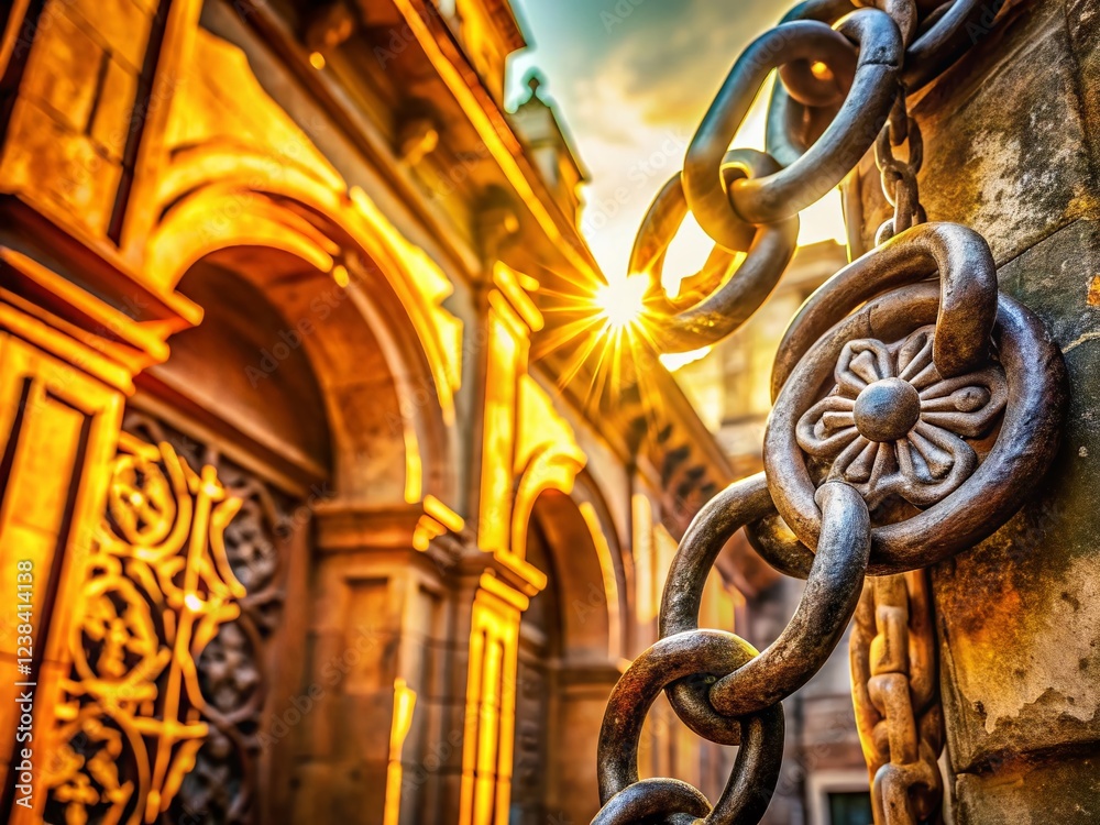 Ancient Symbol on a Chain: Architectural Detail Stock Photo Ancient Symbol on a Chain: Architectural Detail Stock Photo