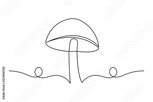 Vector illustration continuous Mushroom one line drawing