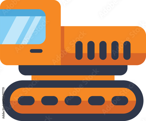 Orange crawler is transporting cargo, perfect for projects related to construction, transportation, or heavy machinery
