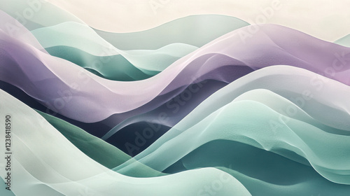Ethereal Abstract Waves in Subtle Pastel Hues Conveying Serenity, Flow, and Movement in a Dreamy Landscape Perfect for Modern Designs and Artistic Projects
