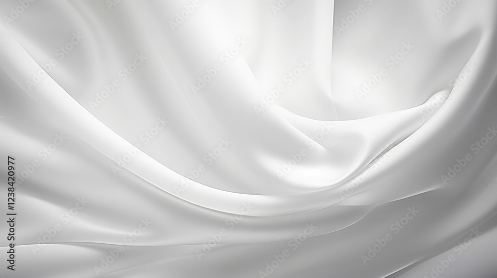 Naklejka premium Elegant White Cloth Drapery with Flowing Texture and Soft Light for Artistic Backgrounds, Textile Designs, and Fashion Photography Use