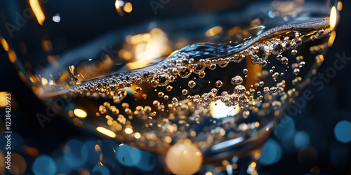 Close-up of Sparkling Liquid in Glassware