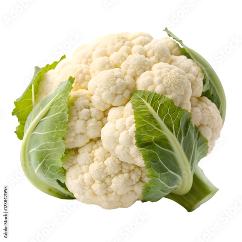 Fresh organic cauliflower vegetable close up studio shot raw food diet on transparent background