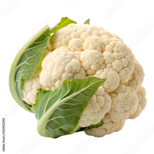 Fresh cauliflower vegetable close up studio shot isolated white green raw on transparent background