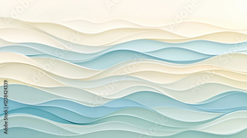 Elegant Abstract Waves in Soft Pastels, Capturing Fluid Motion, Tranquil Atmosphere, Ideal for Relaxation, Wellness, and Calm Spaces in Modern Decor and Art etc.