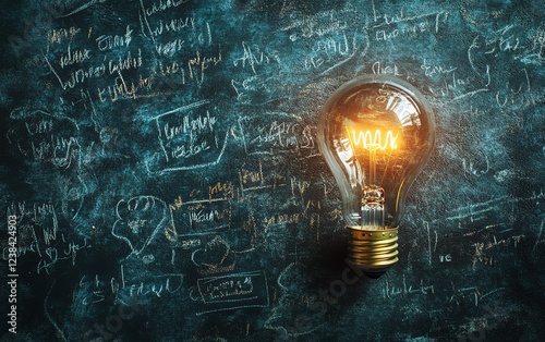 A chalkboard with a glowing lightbulb above the questions who, when, why, how, symbolizing the power of curiosity and inquiry in learning