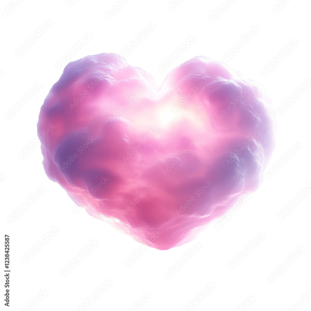 A heart-shaped cloud with a soft, pink hue, resembling a gentle and whimsical formation.