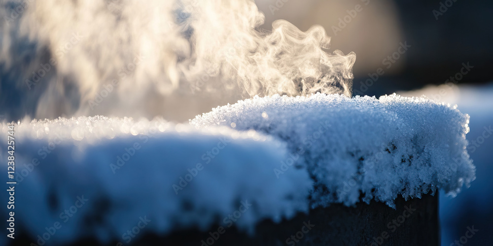Steam and Snow on a Dark Grey Surface Steam and Snow on a Dark Grey Surface