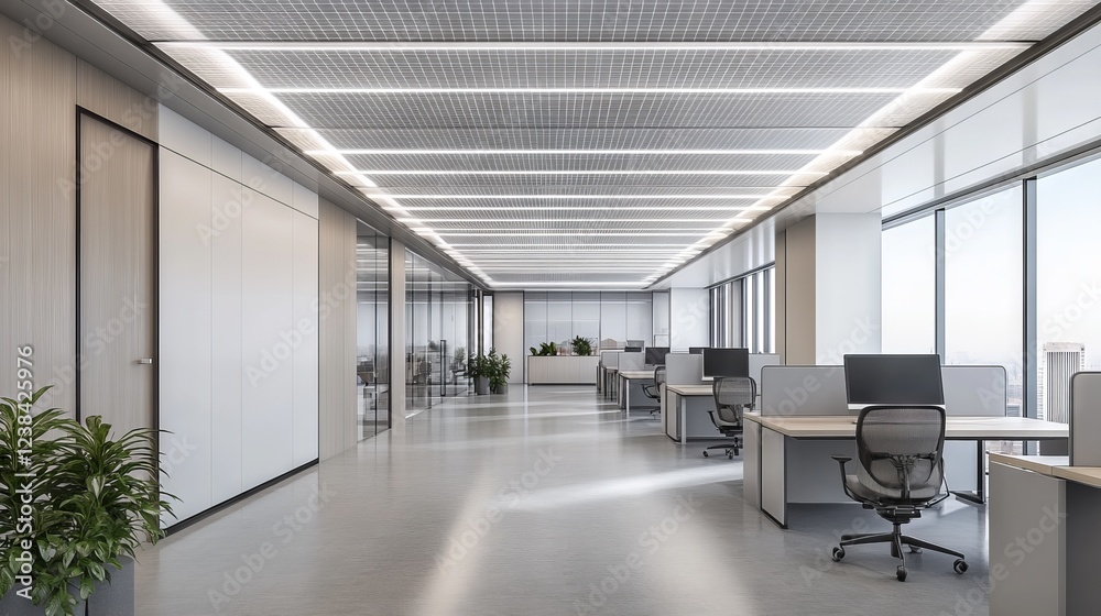 modern empty office room render, fluorescent ceiling grid pattern, pure white wall surfaces, industrial grey floor finish, commercial grade lighting fixtures, symmetrical interior design, modern empty office room render, fluorescent ceiling grid pattern, pure white wall surfaces, industrial grey floor finish, commercial grade lighting fixtures, symmetrical interior design,