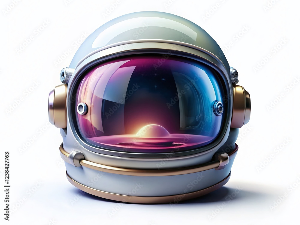 Fototapeta premium Astronaut Helmet Cartoon Icon on White Background