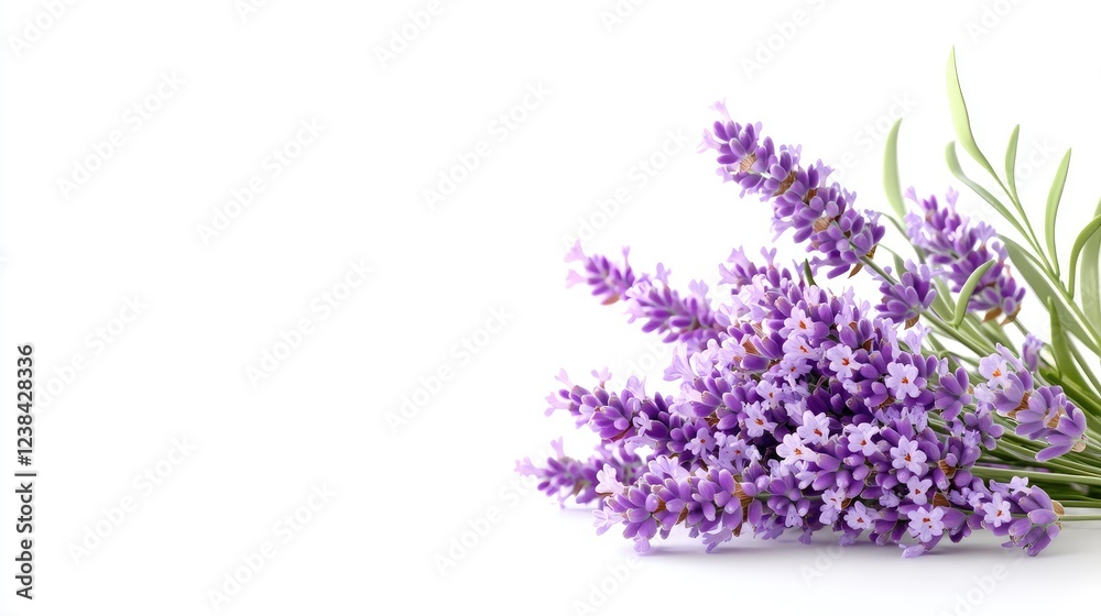 Obraz premium Lavender bouquet on white background, spa concept