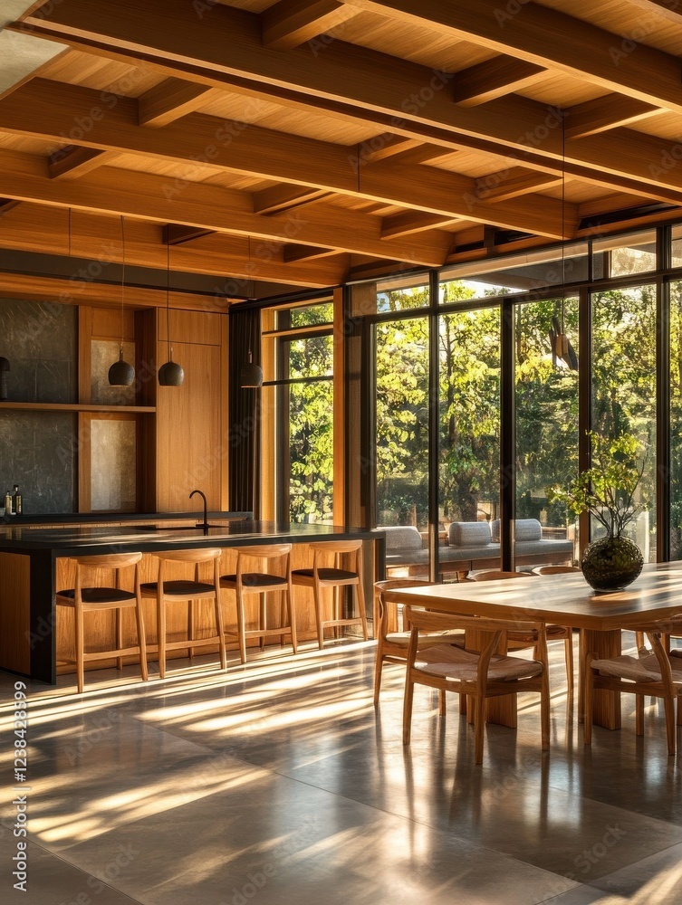 Spacious open kitchen with a dining room in a modern house Spacious open kitchen with a dining room in a modern house