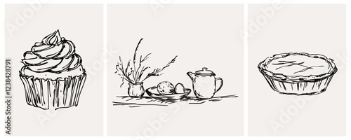 Dessert Collection with Cupcake and Pies Designs
