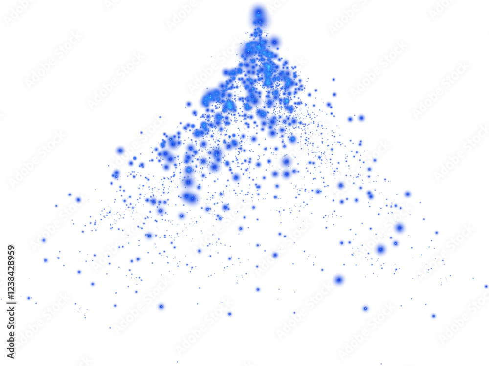 Obraz premium Blue sparks of dust and blue stars shine with special light. Christmas light effect. Blue sparkling particles of magic dust. PNG.