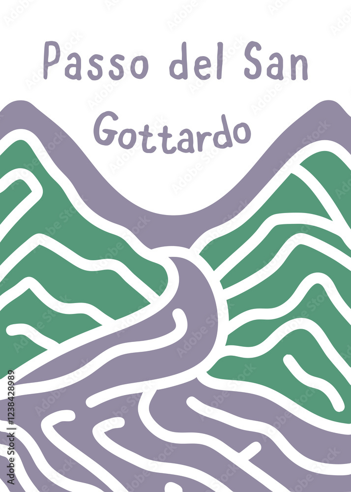 Naklejka premium Gothard Pass, Passo del San Gottardo, Switzerland, Swiss Alps - poster, sticker, t-shirt, wall art, souvenir printing for gift