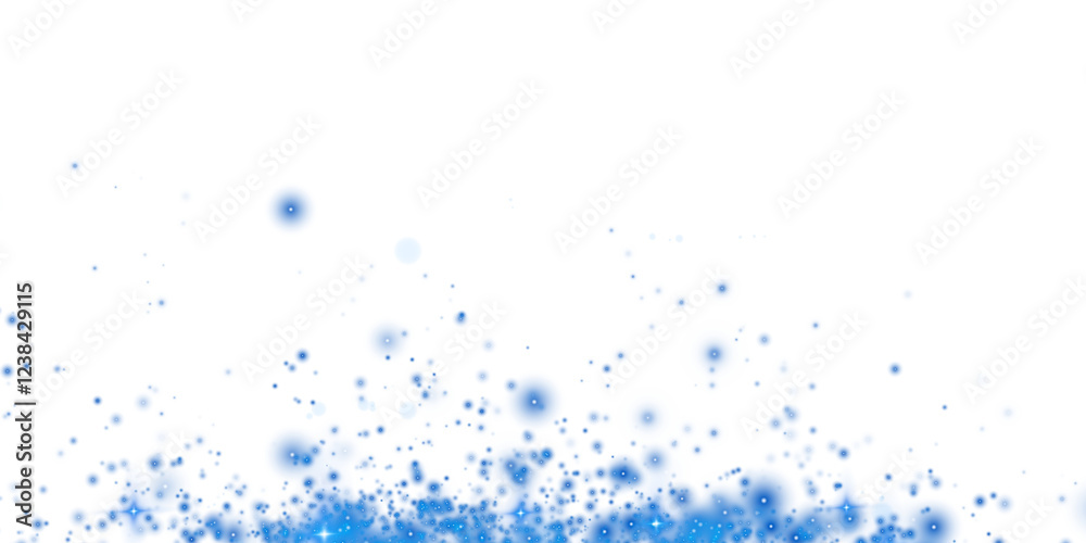 Obraz premium Blue sparks of dust and blue stars shine with special light. Christmas light effect. Blue sparkling particles of magic dust. PNG.