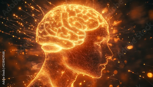 A brain surrounded by glowing circuit lines, symbolizing the seamless integration of humanlike intelligence and cuttingedge technology