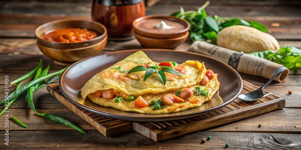 Authentic Thai Dish of Fried Acacia Pennata Omelet with Shrimp Paste Sauce Authentic Thai Dish of Fried Acacia Pennata Omelet with Shrimp Paste Sauce