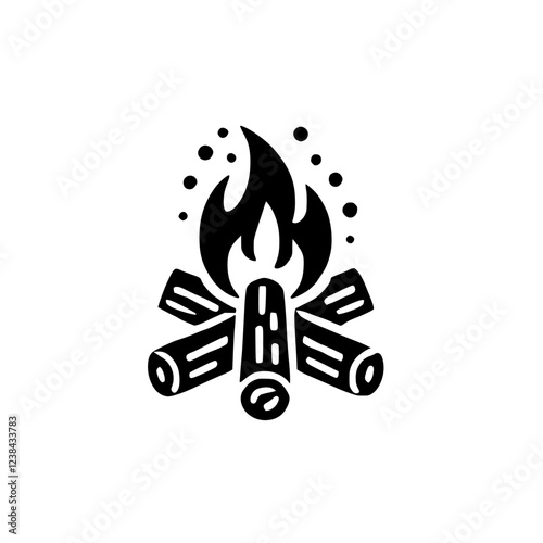 Bonfire Night: A Cozy Campfire Illustration. Perfect for nature lovers, adventurers, and anyone who enjoys the warmth and beauty of a crackling fire under the night sky.