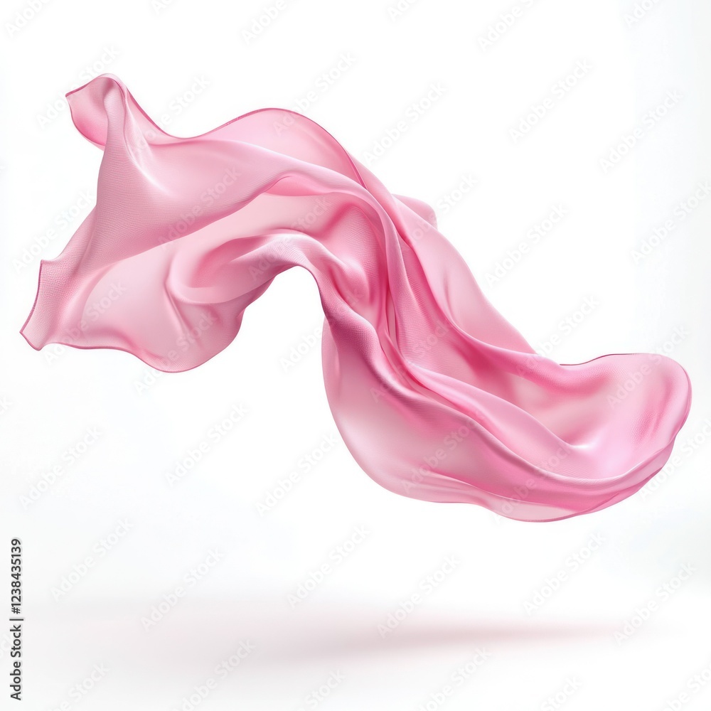 Obraz premium Flowing Pink Silk Fabric Swirl Design 3d isolated Si transparent background