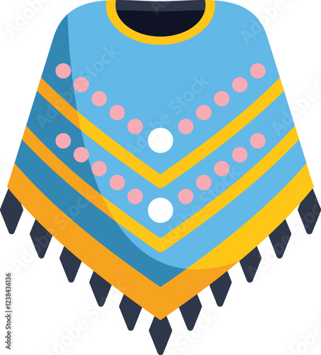 Blue and yellow garment with traditional south american pattern, symbolizing cultural heritage and fashion