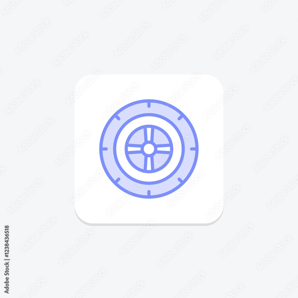 Tire Inspection duotone line icon, vector, pixel perfect, illustrator file Tire Inspection duotone line icon, vector, pixel perfect, illustrator file