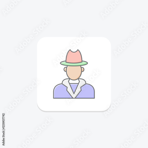 Inspector Hat lineal color icon, vector, pixel perfect, illustrator file