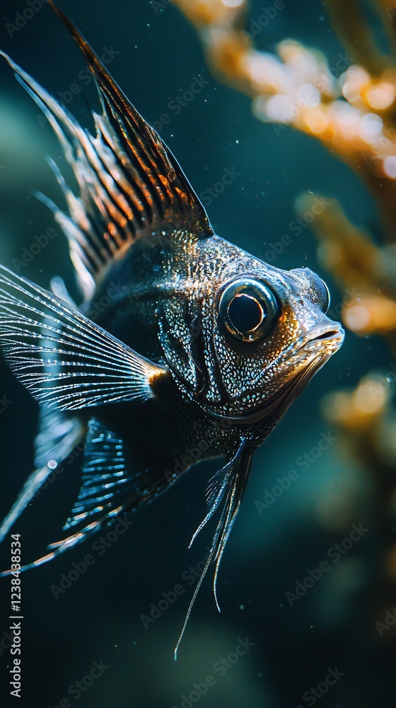 HD Phone Wallpaper Close up of a Striking Black Angelfish Swimming in an Aquarium with Subtle Background Blur HD Phone Wallpaper Close up of a Striking Black Angelfish Swimming in an Aquarium with Subtle Background Blur