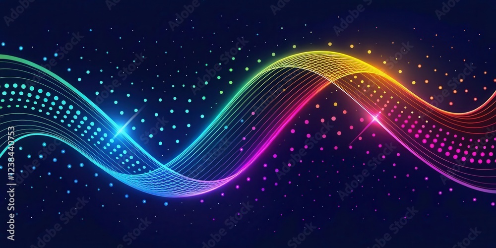 Dynamic Rainbow Waves with Glowing Lines and Scattered Dots Dynamic Rainbow Waves with Glowing Lines and Scattered Dots