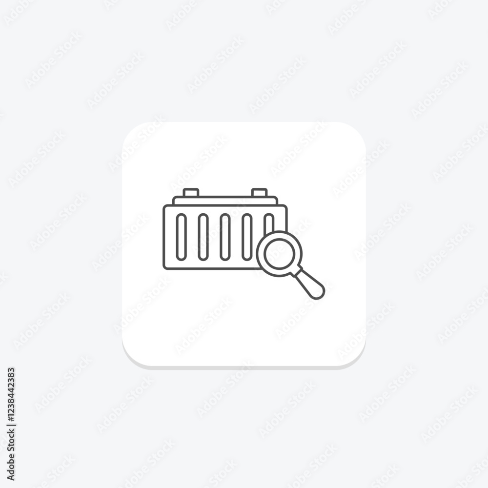 Container Inspection thinline icon, vector, pixel perfect, illustrator file Container Inspection thinline icon, vector, pixel perfect, illustrator file