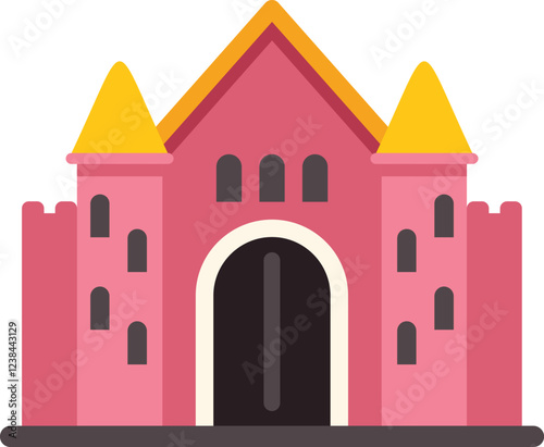 Pink bouncy castle representing the concept of entertainment for children at a summer festival
