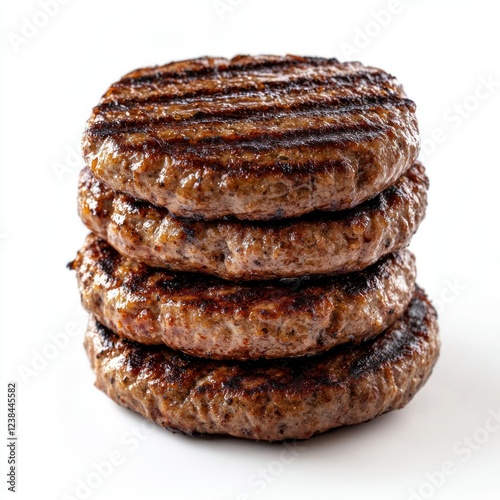 Grilled Beef Burger Patties Stack bbq isolated tt trangrilent background photo